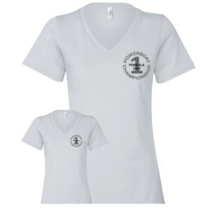 F1 Powerboat Championship Circle Logo T-shirt - White V-Neck